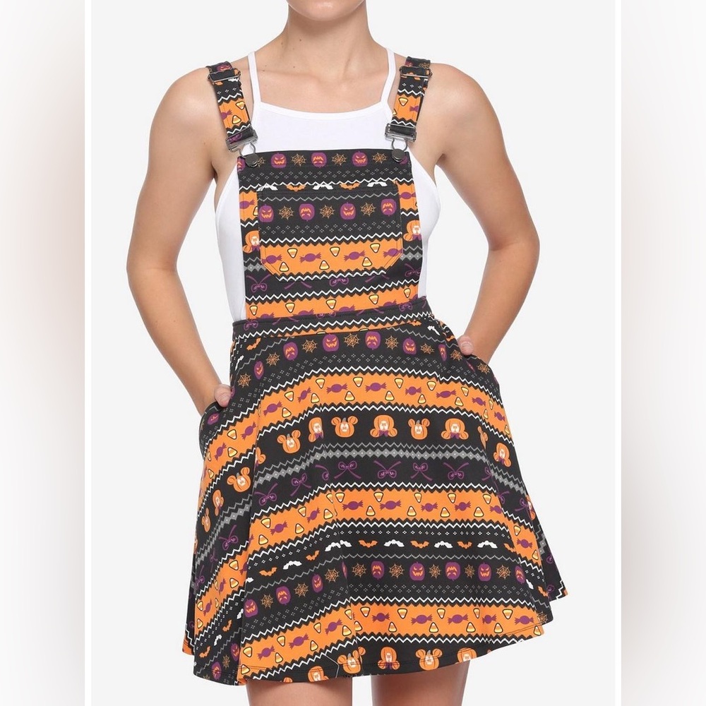 Disney Mickey CANDY CORN Halloween Fair Isle Overall Skirt - NWOT 🎃